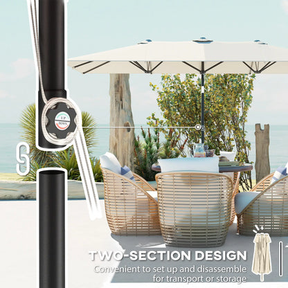 Double-Sided Patio Umbrella With Tilt, Adjustable Height, Vents, 12 Ribs, White Double-sided Umbrellas at Gallery Canada