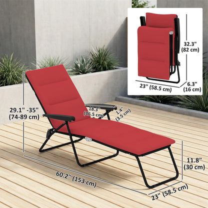 Foldable Reclining Patio Lounge Chair, 6-Position Adjustable, Wine Red Lounger Chairs at Gallery Canada