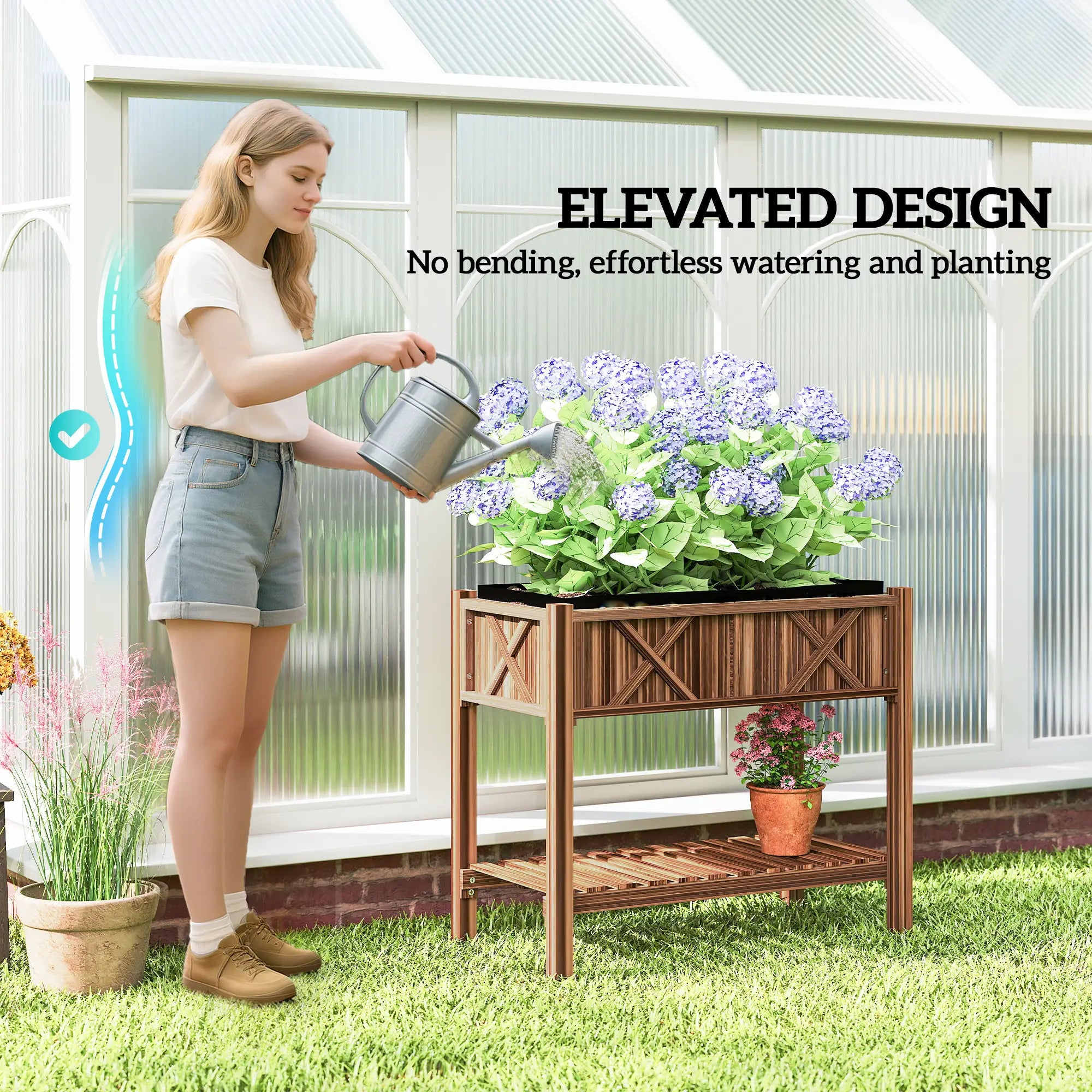 Wooden Raised Garden Bed, Elevated Planter Box, 34