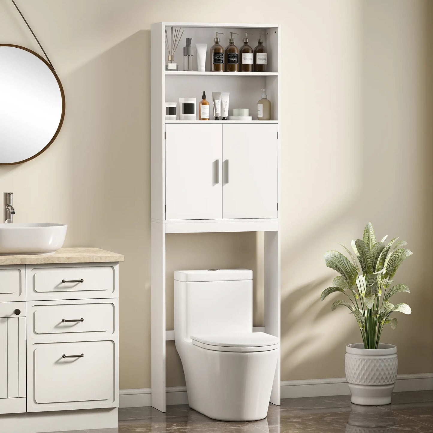 Over The Toilet Storage Cabinet, 4-Tier Bathroom Organizer, White Over The Toilet Storage at Gallery Canada