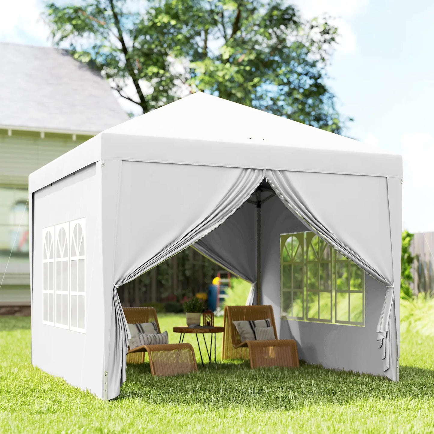 10'x10' White Outdoor Pop Up Party Tent Wedding Gazebo Canopy, White Pop Up Canopies at Gallery Canada
