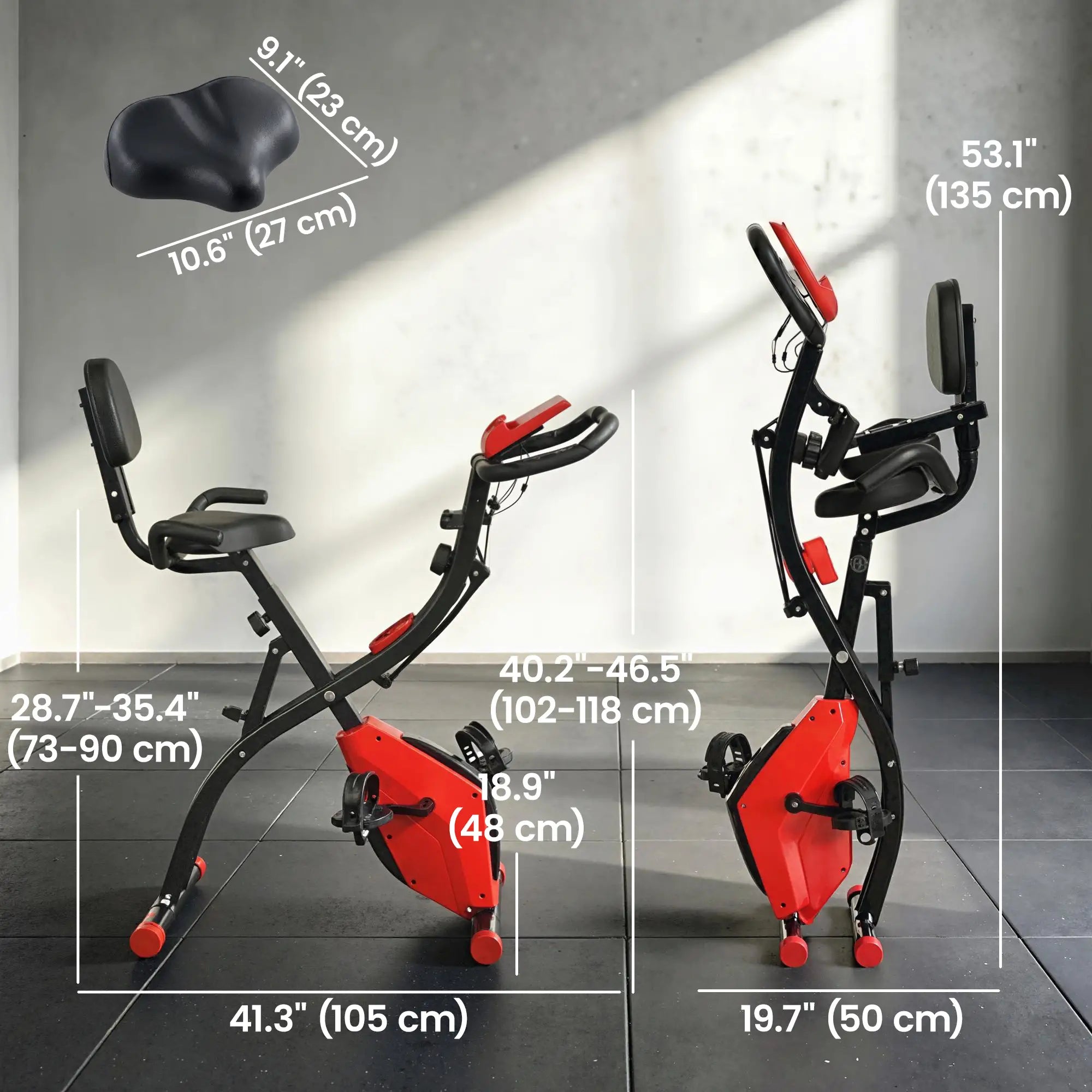 3 in 1 Folding Exercise Bike, 8-Level Magnetic Resistance, Adjustable Seat, Red Exercise & Stationary Bikes at Gallery Canada