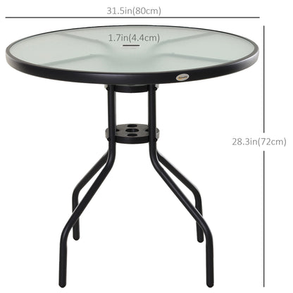 31.5'' Round Bistro Table, Outdoor Dining, Tempered Glass Top, Weather-resistant Patio Side Tables at Gallery Canada