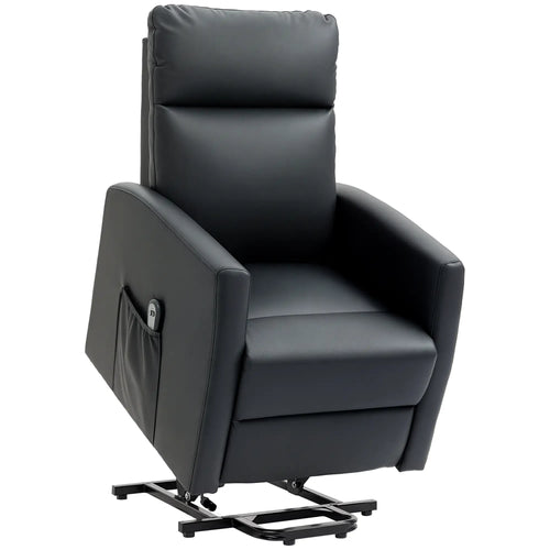 Power Lift Recliner Chair, Remote Control, Side Pocket, Black