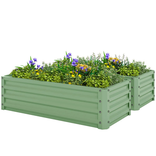 Galvanized Raised Garden Beds, Outdoor Planter Box Set, Light Green