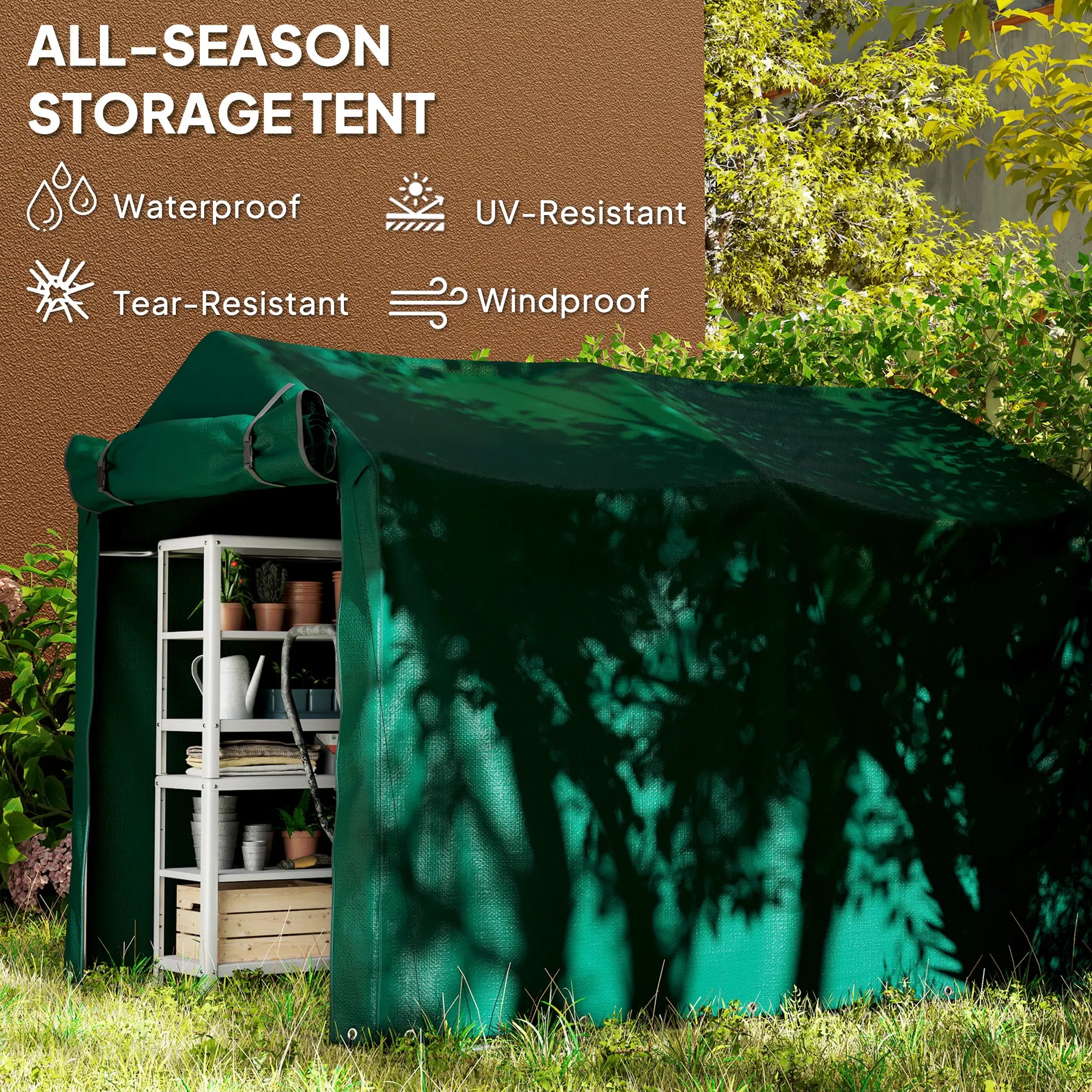 Outdoor Storage Shed, UV Resistant Bike Tent, Roll-up Door, Dark Green Sheds at Gallery Canada