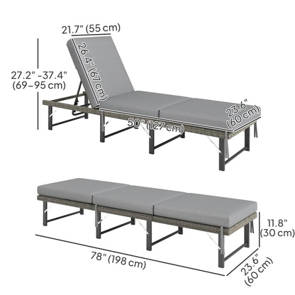 Folding Outdoor Lounge Chair, Wicker Chaise With Cushion, Grey Wicker Chaise Loungers at Gallery Canada
