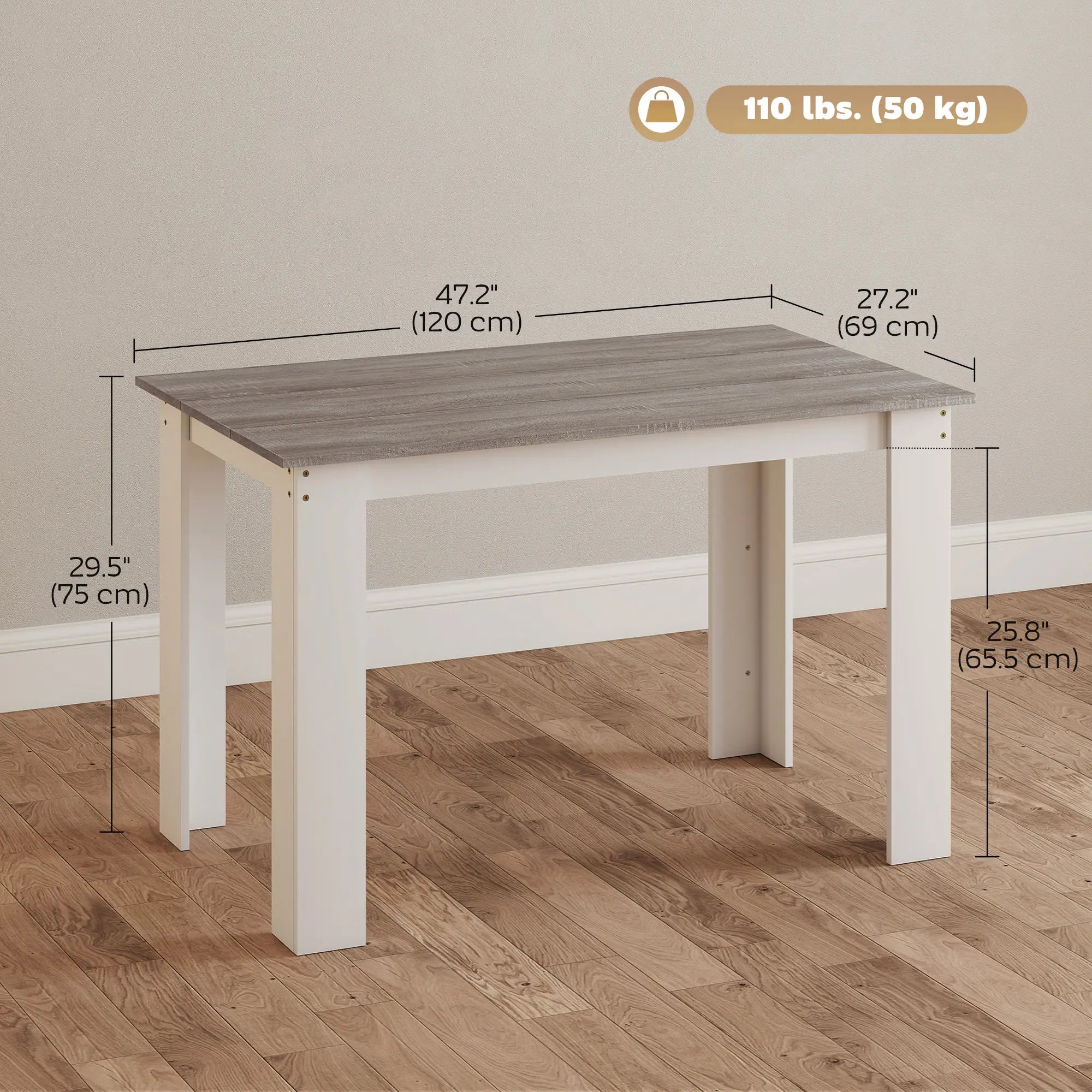 Kitchen Table for 4-6, Wood Effect Dining Table, Grey Dining Tables at Gallery Canada