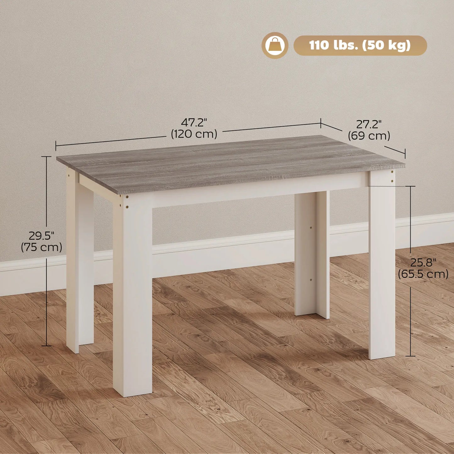 Kitchen Table for 4-6, Wood Effect Dining Table, Grey Dining Tables at Gallery Canada
