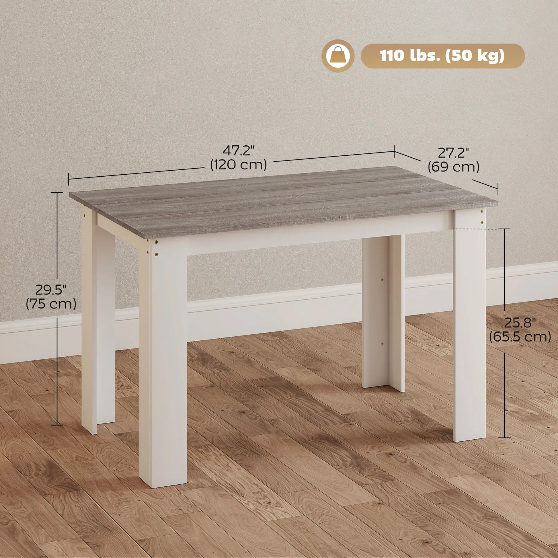 Kitchen Table for 4-6, Wood Effect Dining Table, Grey Dining Tables at Gallery Canada