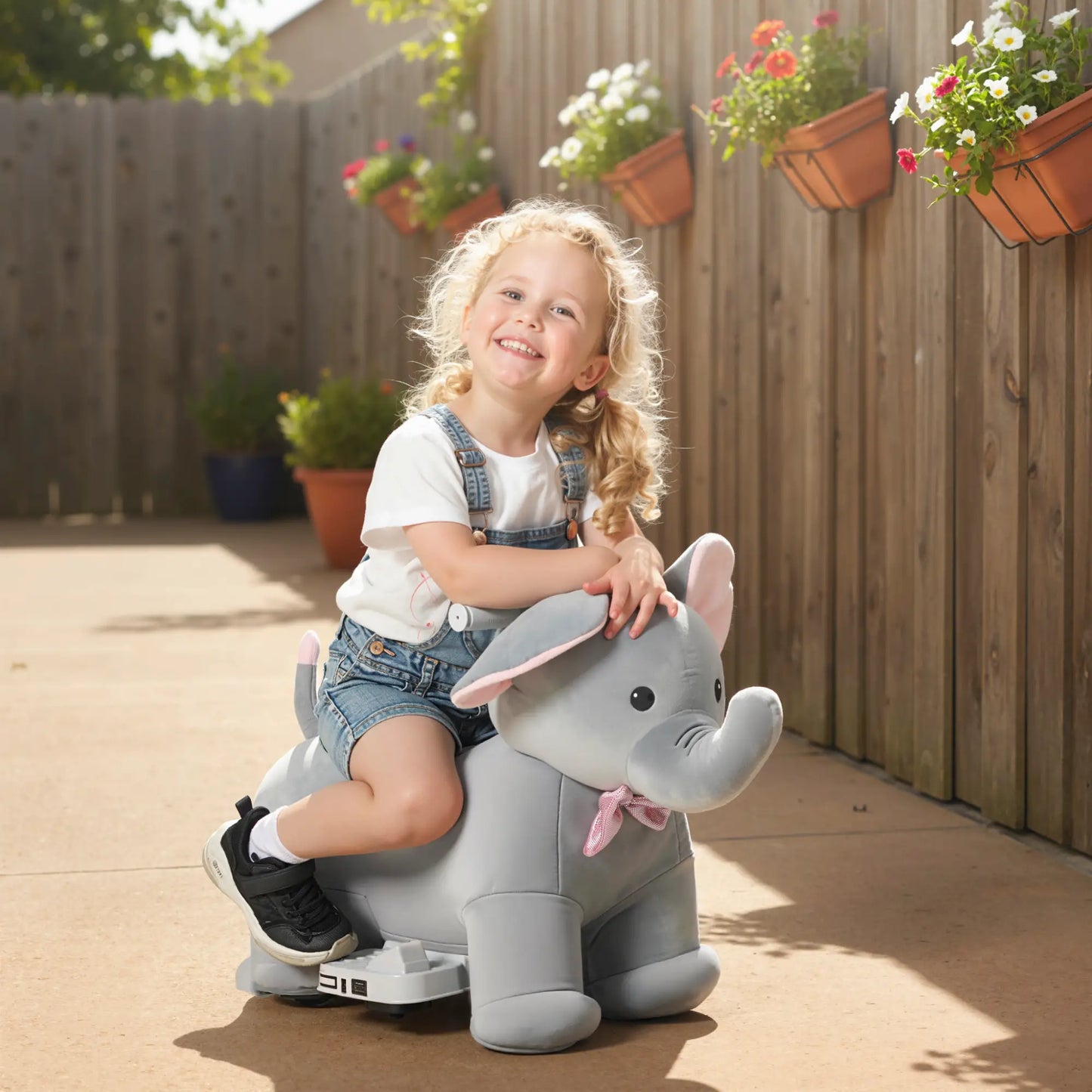 6V Kids Ride On Toy, Horse Elephant, Music, Soft Touch, Silent PU Wheels, For 1.5-5 Years Rocking Horses at Gallery Canada