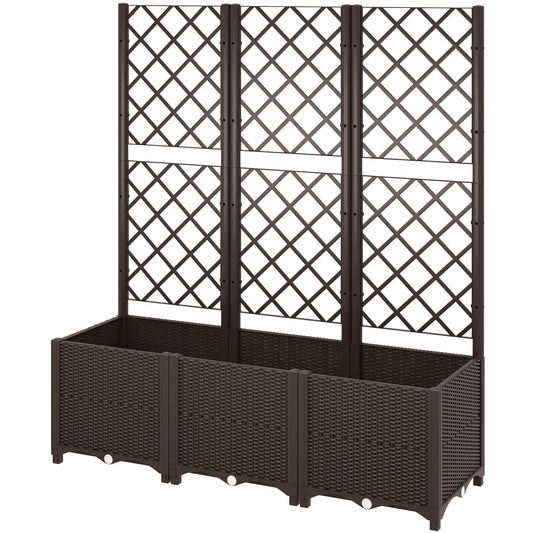 Raised Garden Bed With Trellis, Plastic With Drainage Holes And Plugs Raised Garden Beds Brown at Gallery Canada