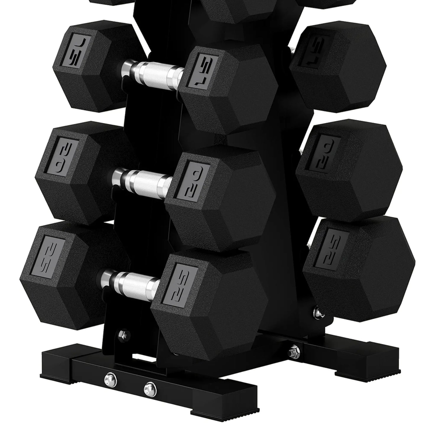 Hex Dumbbell Set with Rack, 150lbs Rubber-Coated, Non-Slip Handles, Rubber-Coated
