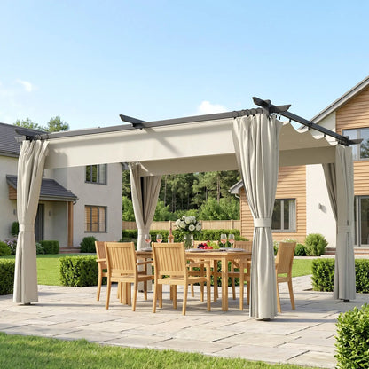 10' x 13' Pergola With Retractable Canopy, Curtains, UPF30+ Sun Shade Pergolas at Gallery Canada