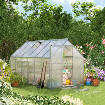 6' x 12' x 6.5' Walk-in Greenhouse, Polycarbonate, Adjustable Roof Vent, Sliding Door, Clear Walk In Greenhouses at Gallery Canada