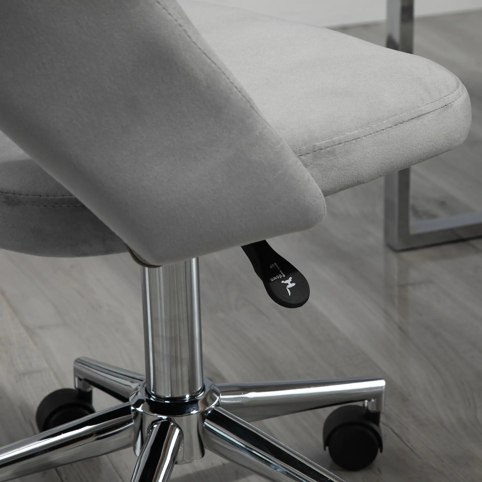 Velvet Swivel Office Chair, Scallop Back, Grey Task Chairs at Gallery Canada
