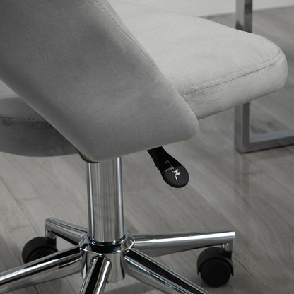 Velvet Swivel Office Chair, Scallop Back, Grey Task Chairs at Gallery Canada