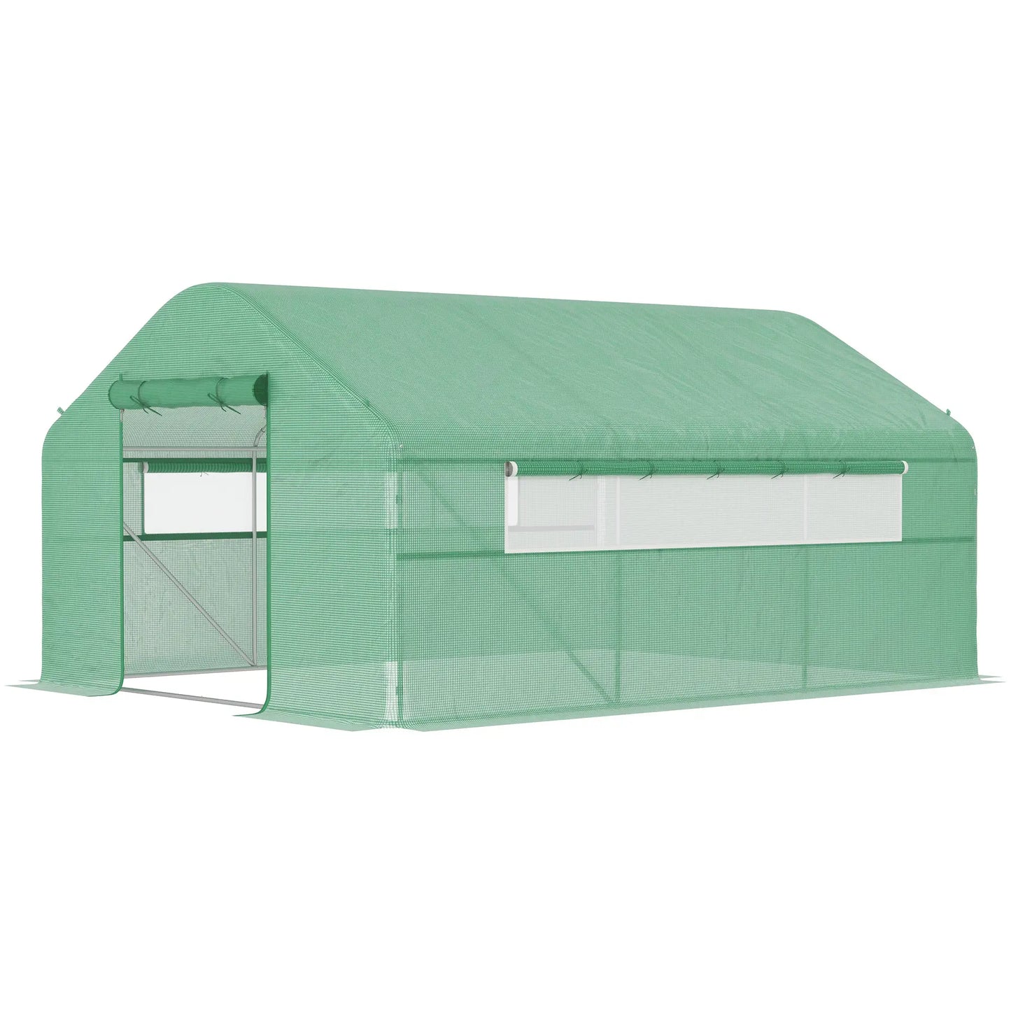 Walk-in Tunnel Greenhouse, Galvanized Steel Frame, 13' x 10' x 6.5', Green