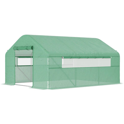 Walk-in Tunnel Greenhouse, Galvanized Steel Frame, 13' x 10' x 6.5', Green