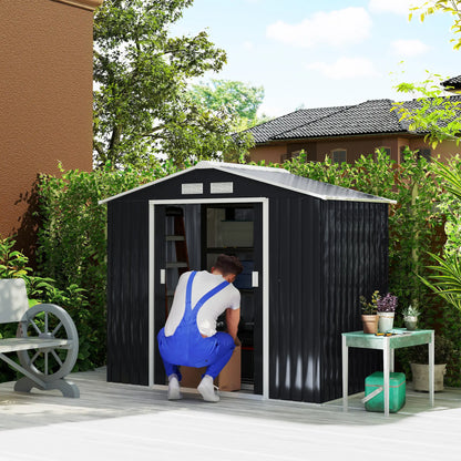 7' x 4' x 6' Garden Storage Shed, Metal Tool House, Dark Grey Sheds at Gallery Canada