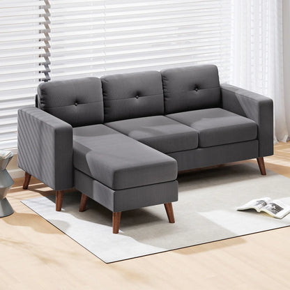 Sectional Sofa with Changeable Chaise, 3 Seat L-Shaped, Dark Grey 3-Seater Sofas at Gallery Canada