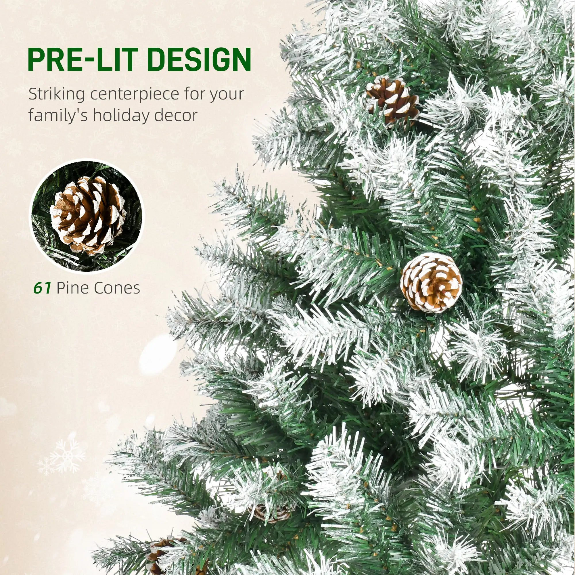 6ft Artificial Christmas Tree, Unlit Full, 800 Branches, 61 Pine Cones, Fir Artificial Christmas Trees at Gallery Canada