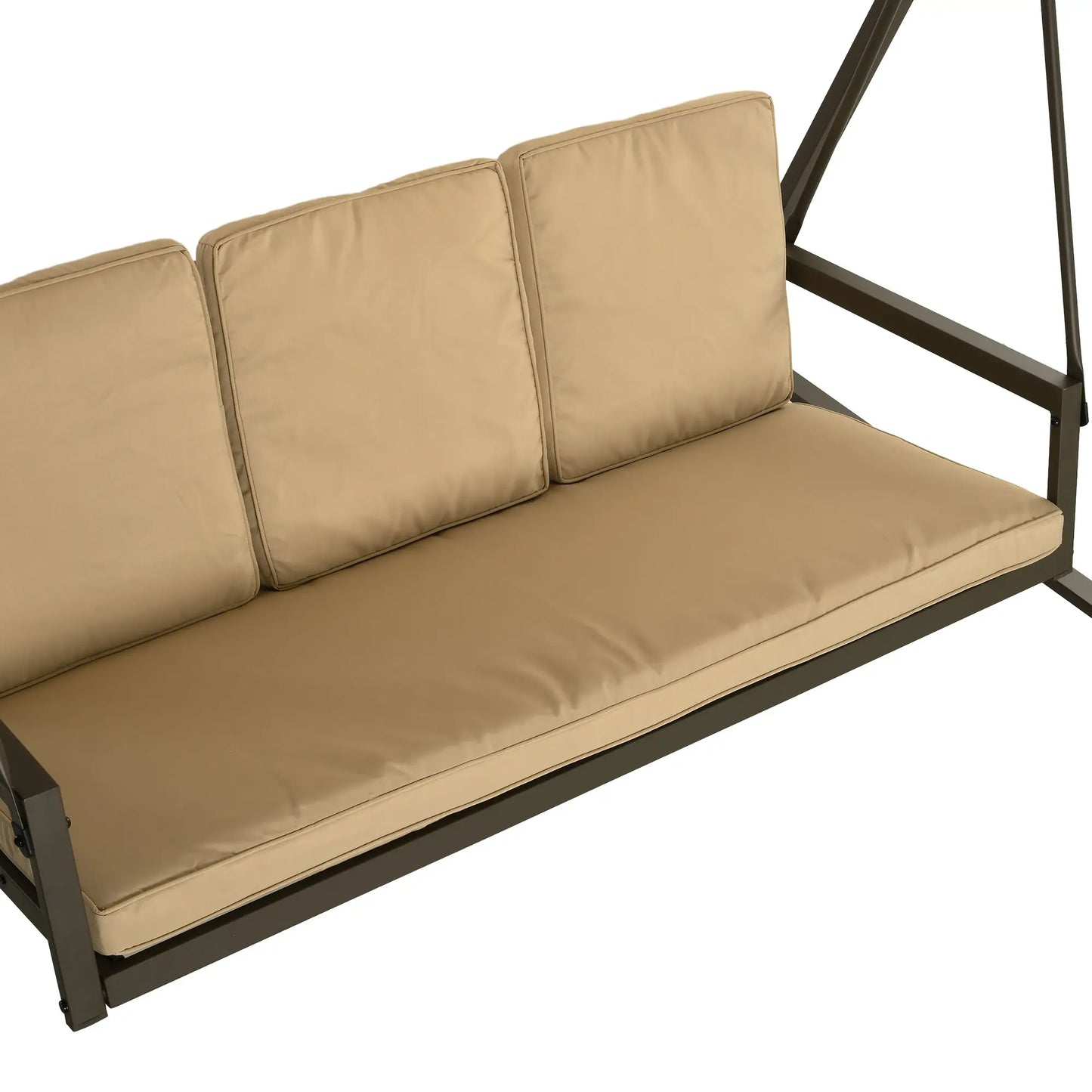 3 Seater Patio Swing Chair, Adjustable Canopy, Removable Cushions, Beige Patio Swings with Stand at Gallery Canada