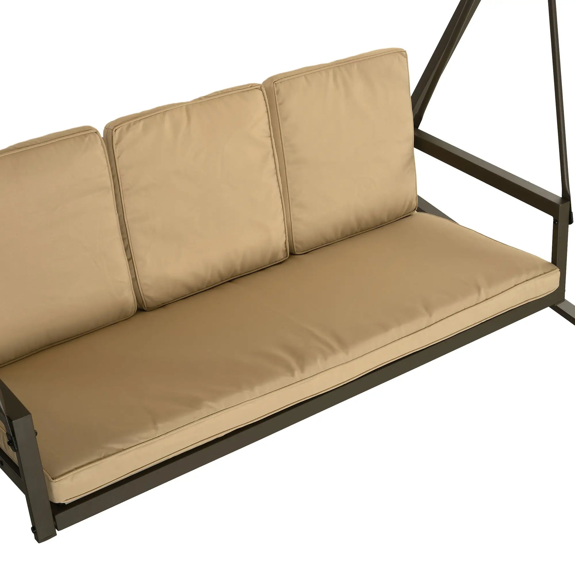 3 Seater Patio Swing Chair, Adjustable Canopy, Removable Cushions, Beige Patio Swings with Stand at Gallery Canada