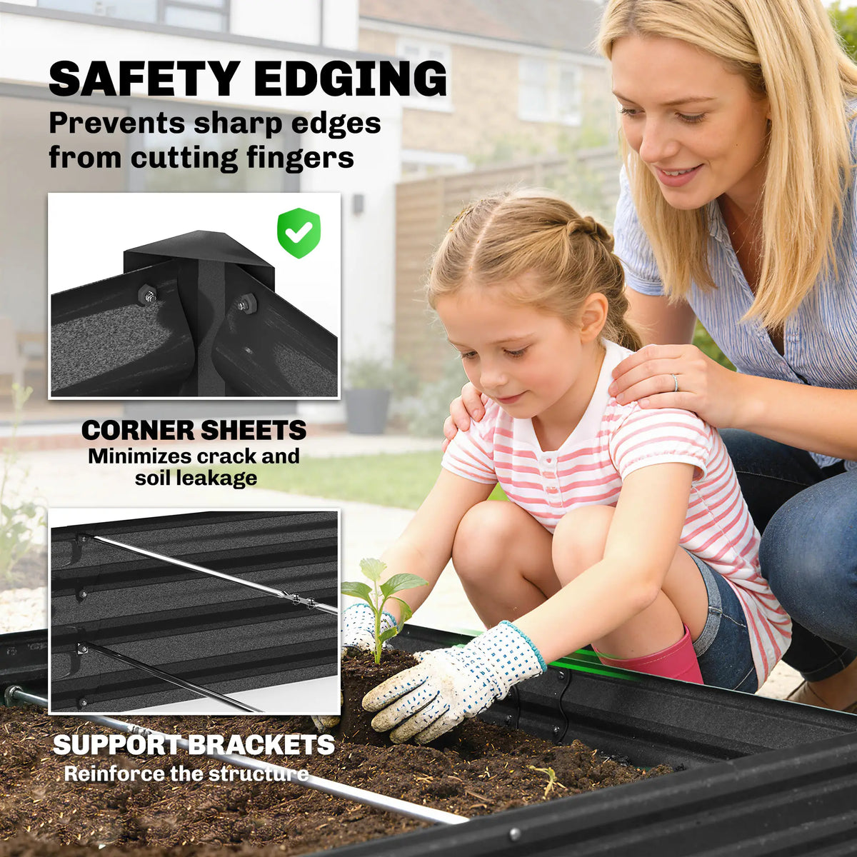 8x4x1ft Galvanized Raised Garden Bed, Reinforced Planter Box, Dark Grey Galvanized Planter Boxes at Gallery Canada