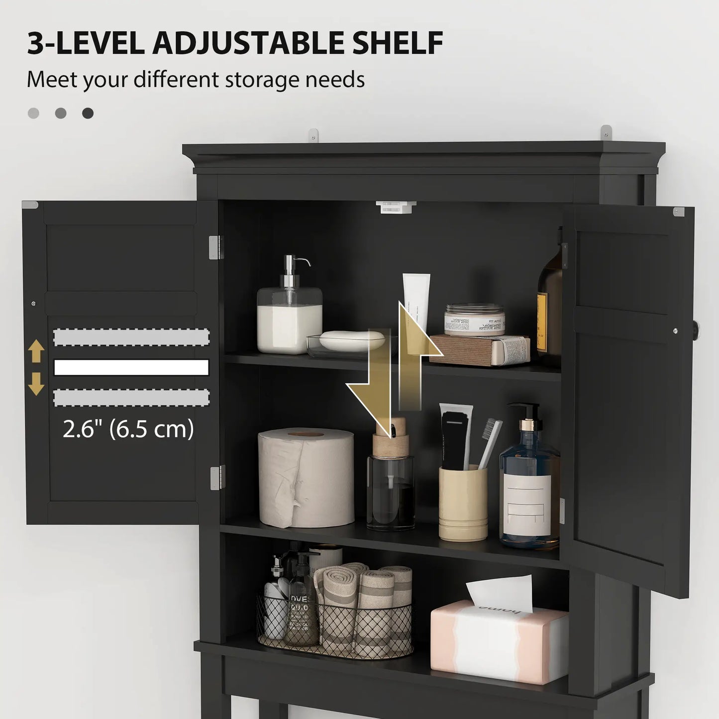 3-Tier Over Toilet Storage, Adjustable Shelf, Bathroom Laundry Bathroom Cabinets at Gallery Canada