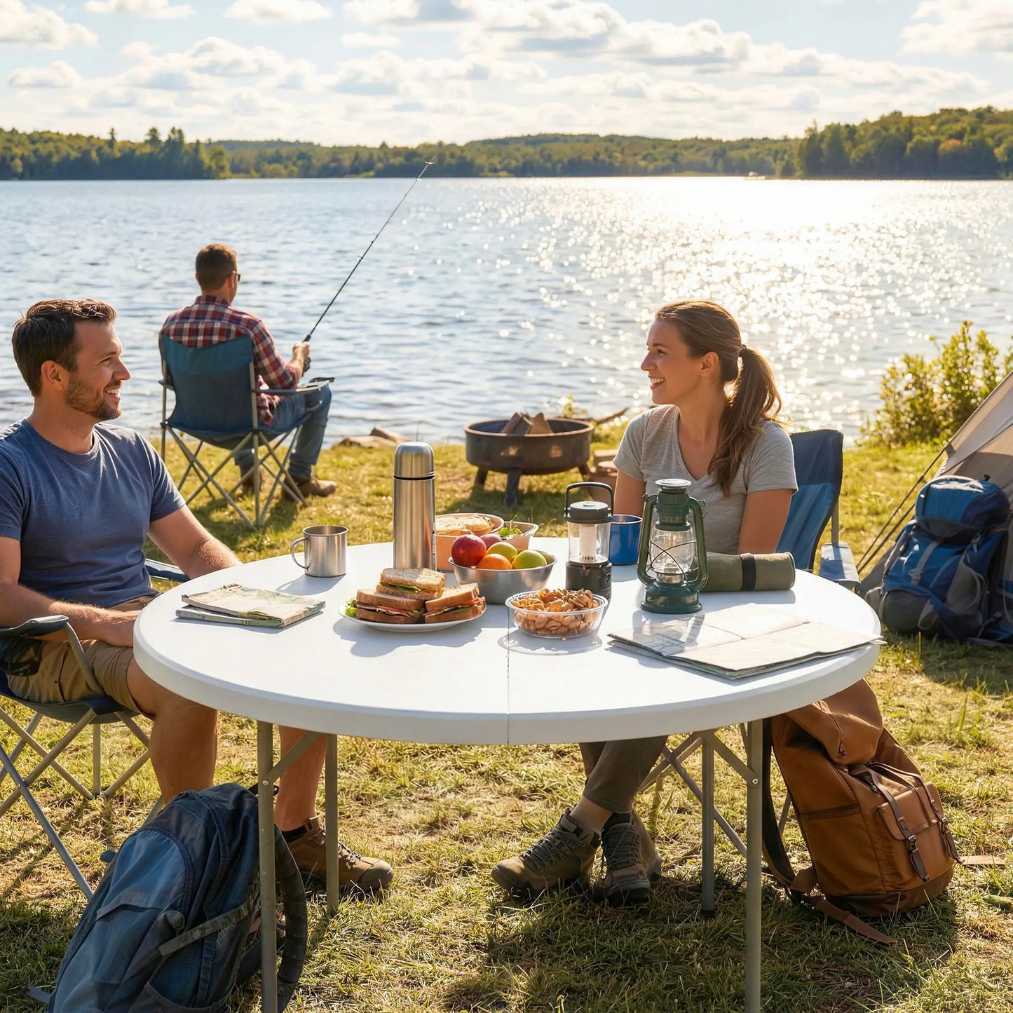 4ft Plastic Folding Picnic Table, Indoor Outdoor, White Picnic Tables & Camping Chairs at Gallery Canada