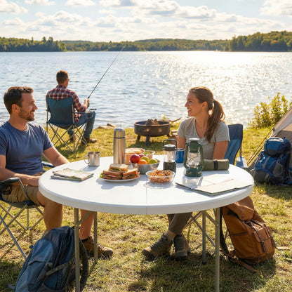 4ft Plastic Folding Picnic Table, Indoor Outdoor, White Picnic Tables & Camping Chairs at Gallery Canada