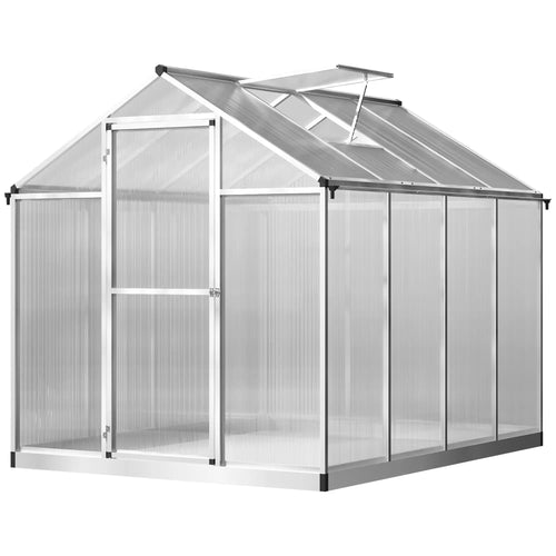 6' x 8' x 6.4' Walk-in Greenhouse, Polycarbonate Panels, Silver