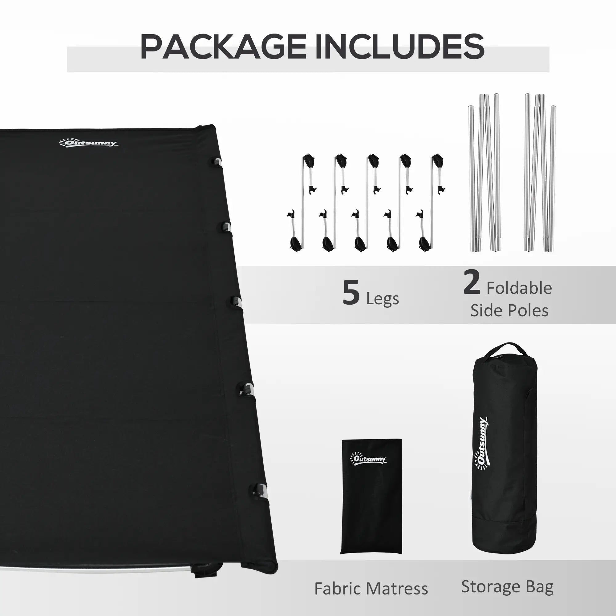 Lightweight Camping Cot, Aluminium Portable Folding Bed w/ Strong Support 331 lbs and Carry Bag for Camping, Black Camping Cots at Gallery Canada