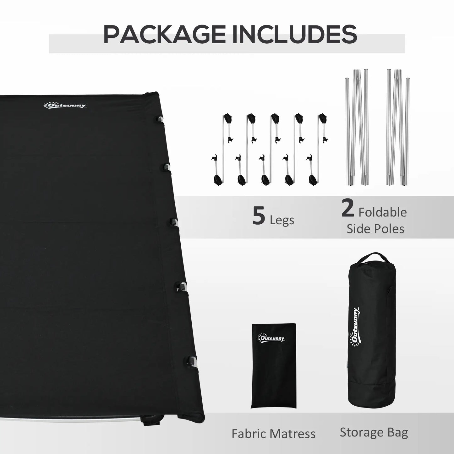 Lightweight Camping Cot, Aluminium Portable Folding Bed w/ Strong Support 331 lbs and Carry Bag for Camping, Black Camping Cots at Gallery Canada