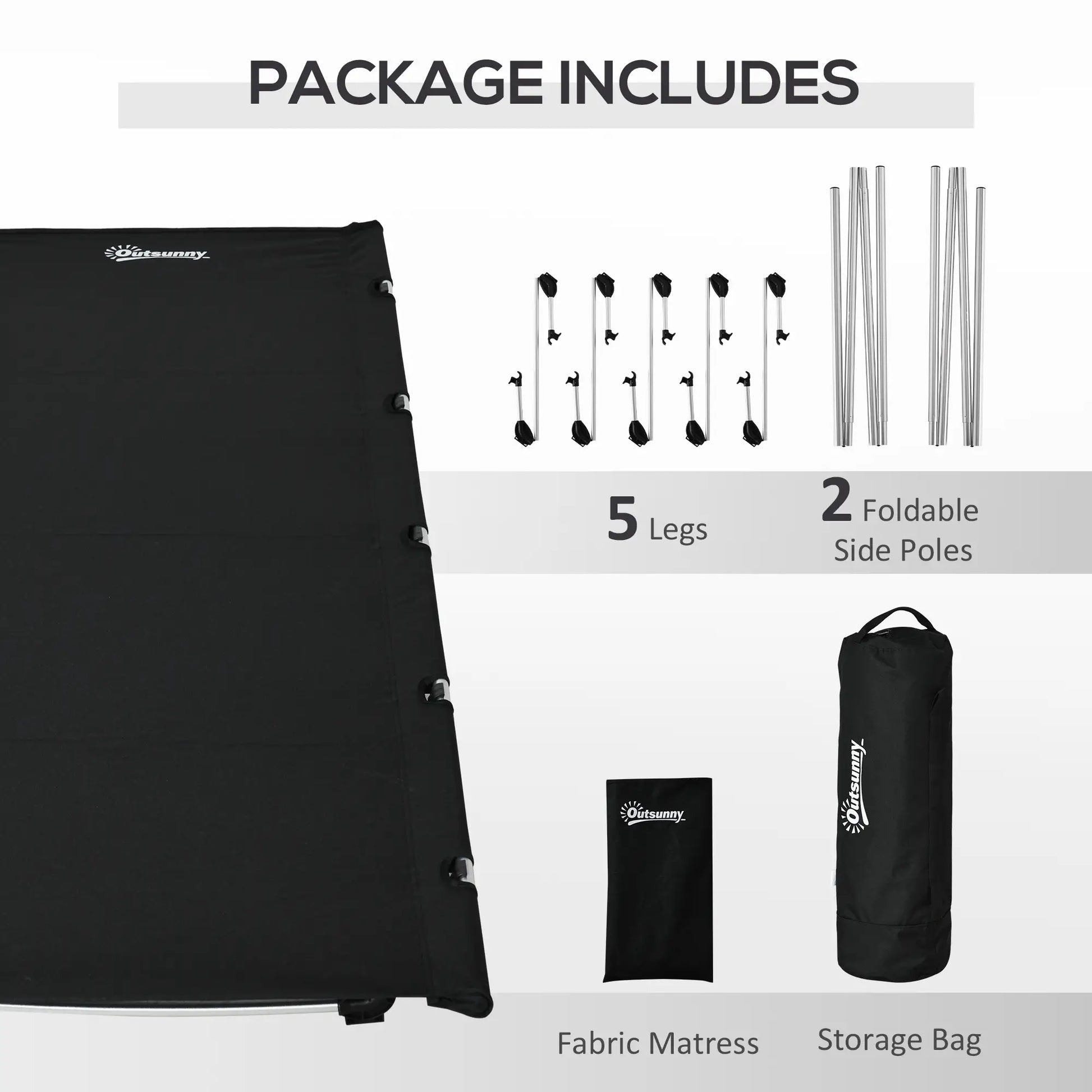 Lightweight Camping Cot, Aluminium Portable Folding Bed w/ Strong Support 331 lbs and Carry Bag for Camping, Black Camping Cots at Gallery Canada