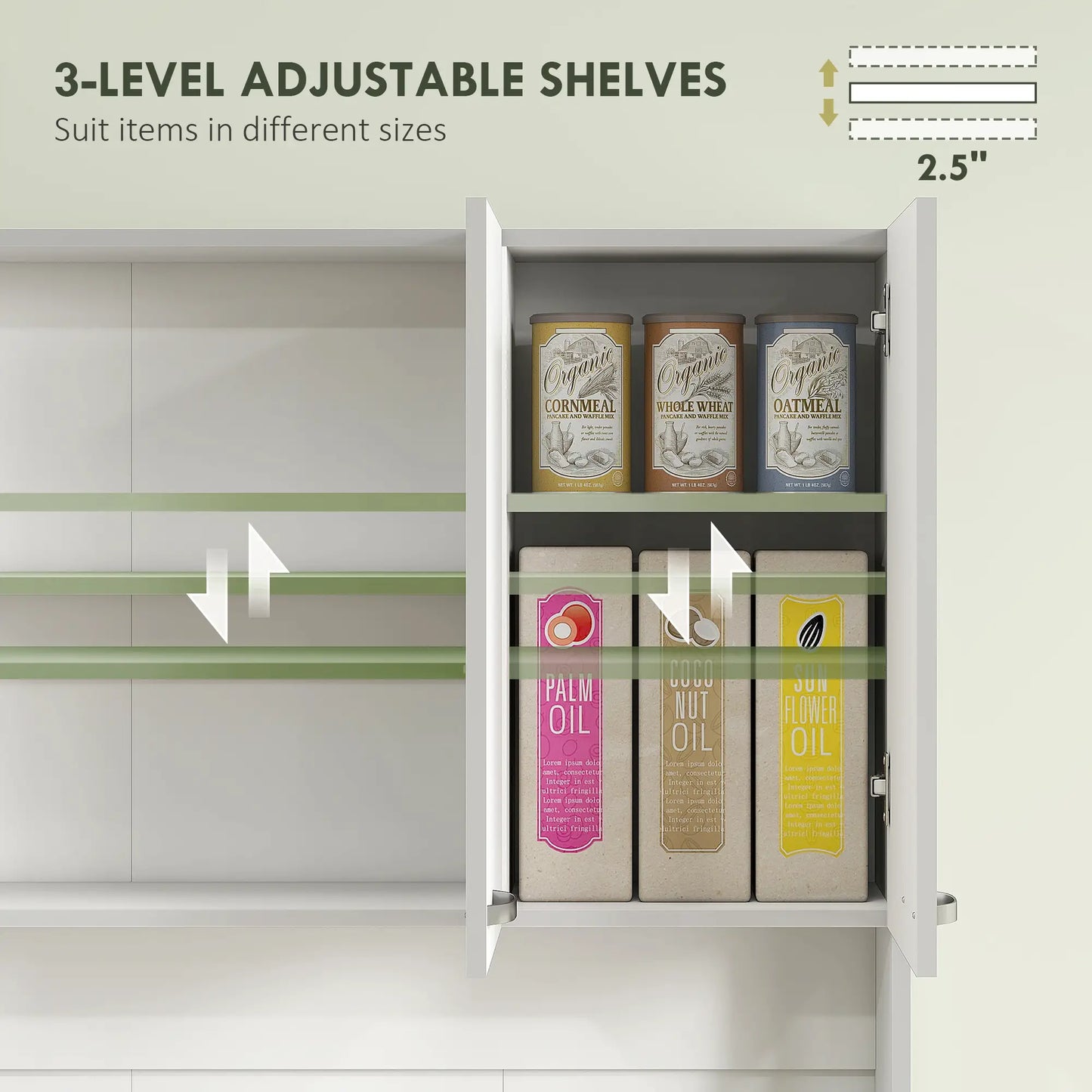 71" Modern Buffet with Hutch, Storage Cabinets, Drawer, Microwave Stand, White Kitchen Pantry Cabinets at Gallery Canada