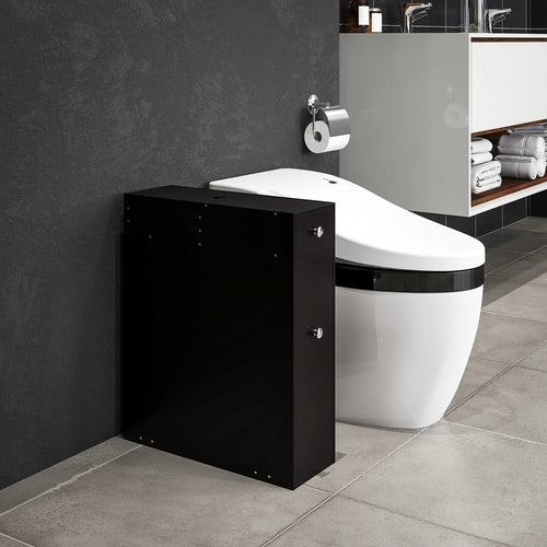 Space Saving Toilet Paper Cabinet, Narrow Bathroom Storage, Black