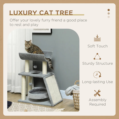 Small Cat Tree with Perch, Scratching Posts, Light Grey Cat Posts at Gallery Canada