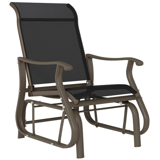 Outdoor Glider Chair, Steel Frame Mesh Fabric, Black Outdoor Gliders Brown, Black at Gallery Canada