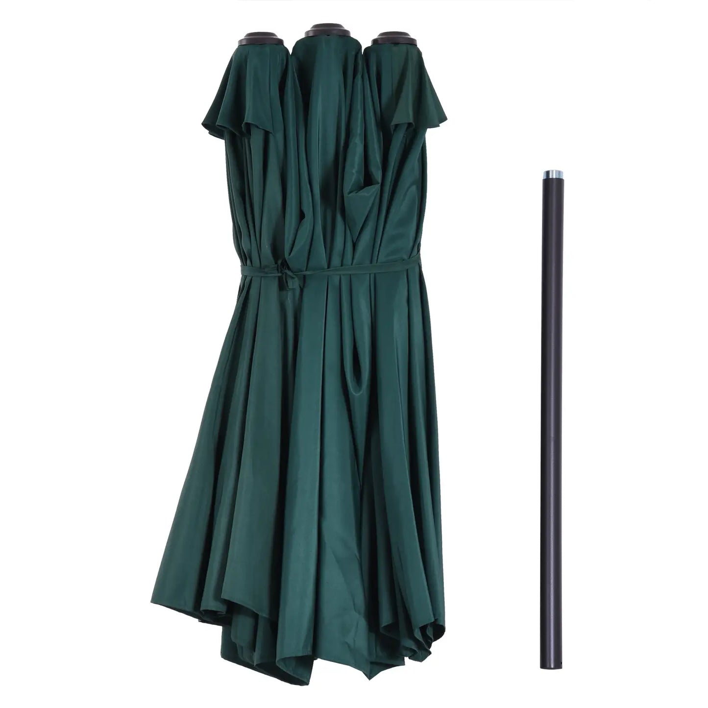 15ft Double-Sided Patio Umbrella, Twin Canopy, Crank, Dark Green Sun Umbrellas at Gallery Canada