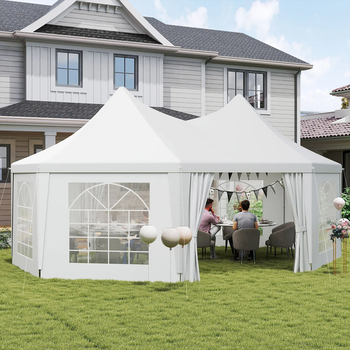 16' x 22' White High Peak Octagonal Wedding Tent, Removable Walls, White Canopy Tents at Gallery Canada