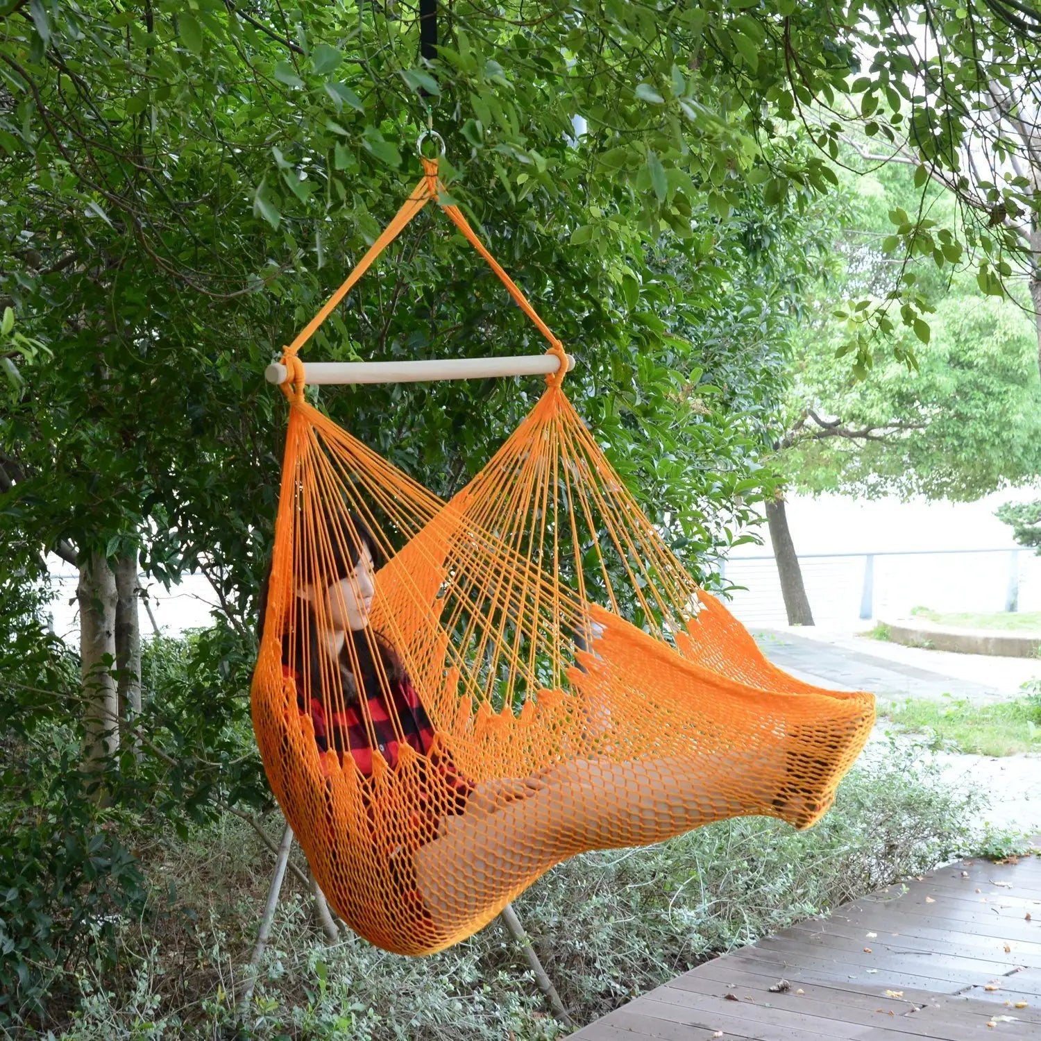 Portable Hammock Chair, Hanging Swing for Outdoor, Garden, Camping, Orange Hammock Swings at Gallery Canada
