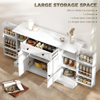 Farmhouse Sideboard Buffet Cabinet, Adjustable Shelves, Barn Doors, White Bar Cabinets at Gallery Canada