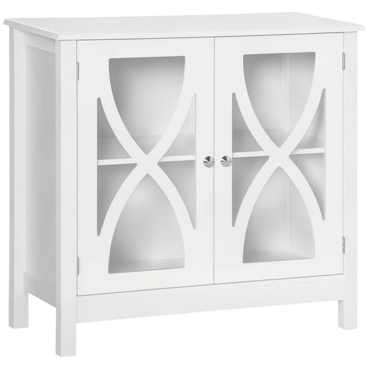 Glass Door Buffet Cabinet, Adjustable Shelf, 60cm, White Bar Cabinets White at Gallery Canada
