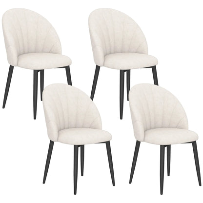 Modern Dining Chairs Set of 4, Upholstered, Metal Legs, Cream White Dining Chairs at Gallery Canada