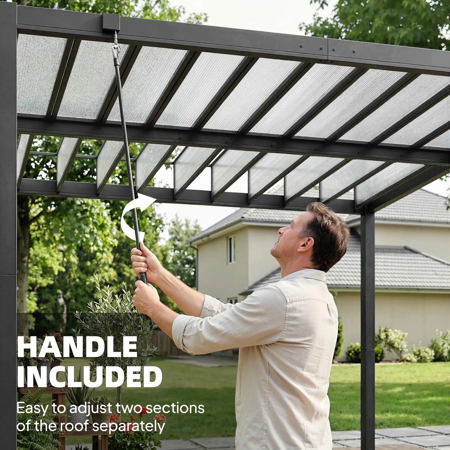 9.5 X 10 Ft Aluminum Louvered Pergola With Clear PC Roof, Clear Pergolas at Gallery Canada