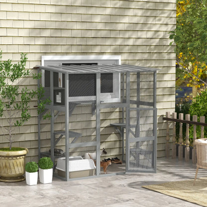 Outdoor Cat Enclosure, Window Box, Weatherproof Roof, Grey Outdoor Cat Enclosures at Gallery Canada