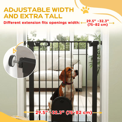 30"-32" Extra Wide Pet Gate, 35"H, Small Door, Black Houses, Kennels & Pens at Gallery Canada