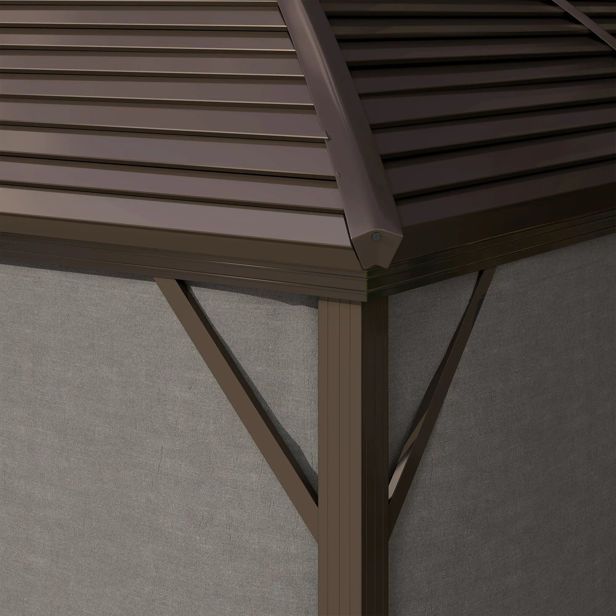 10' x 13' Hardtop Gazebo, Aluminum Canopy, Mesh Nettings, Dark Grey Gazebos at Gallery Canada